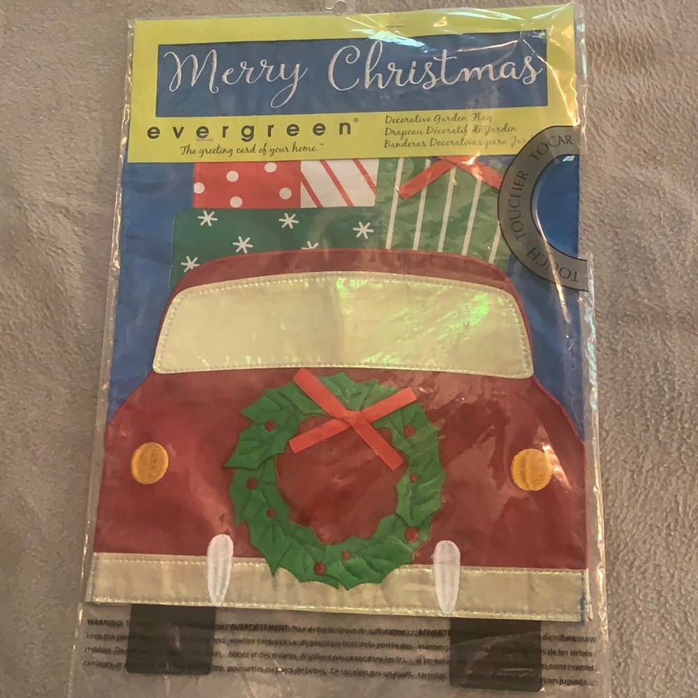 Christmas garden flag with vintage car motif 🚗
